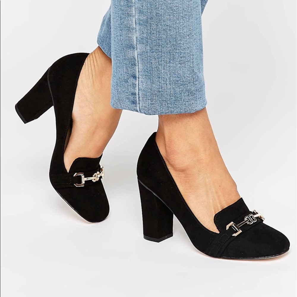 Vero Cuoio Suede Black Loafer Heels
